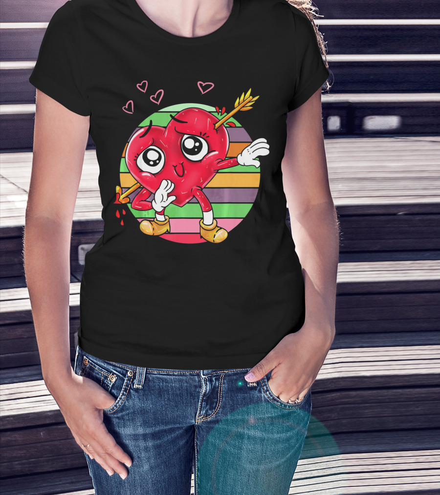 Heart Dabbing Valentines Love Arrow T-Shirt