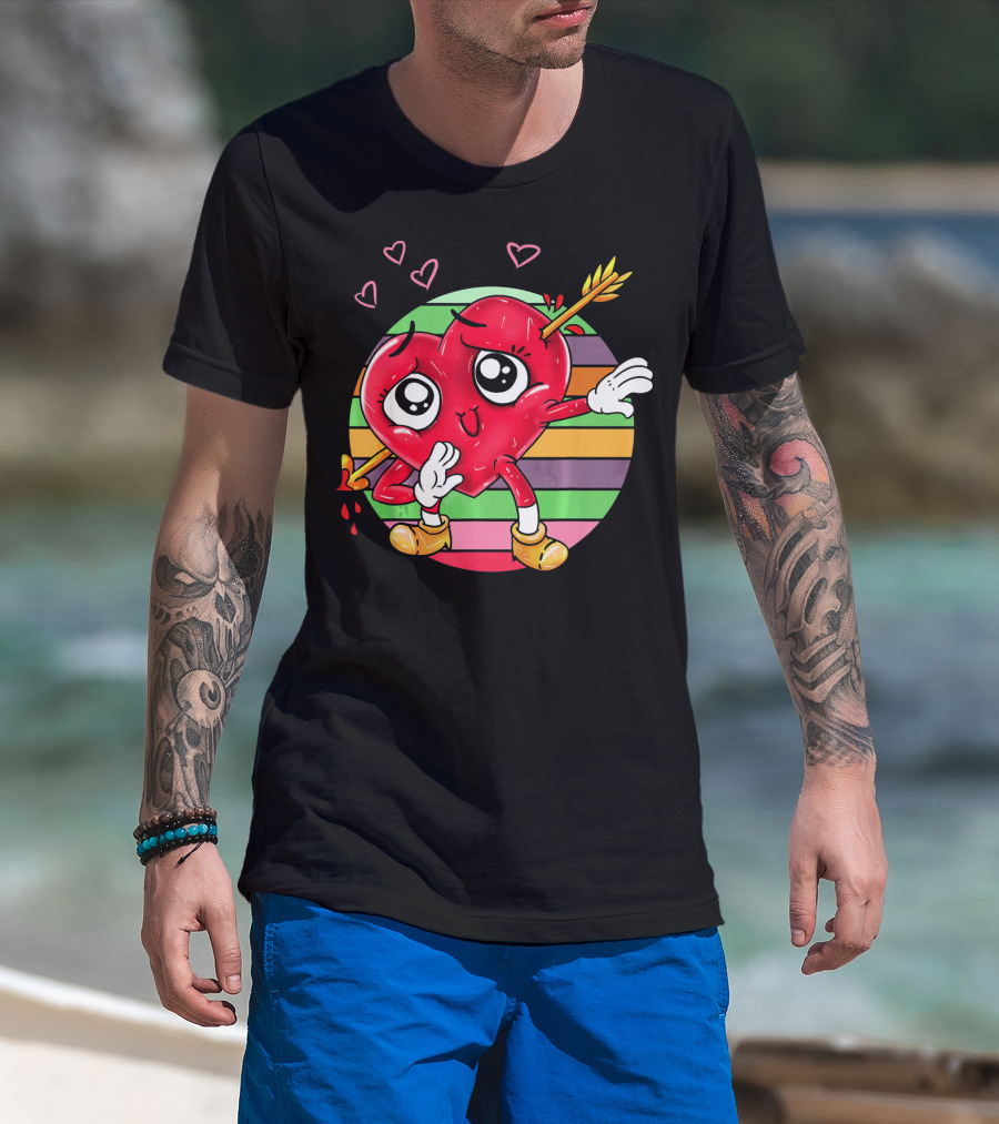 Heart Dabbing Valentines Love Arrow T-Shirt