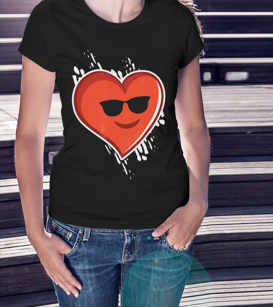 Heart Emoji Cool Shades Valentines T-Shirt
