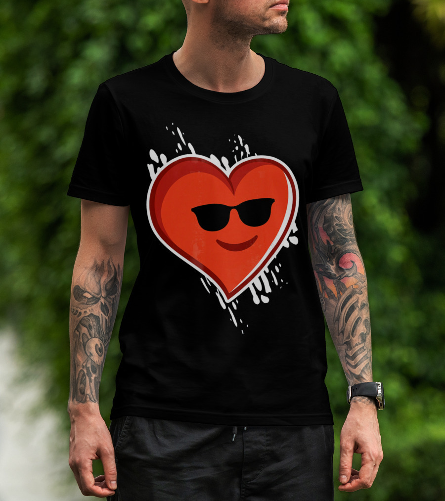 Heart Emoji Cool Shades Valentines T-Shirt
