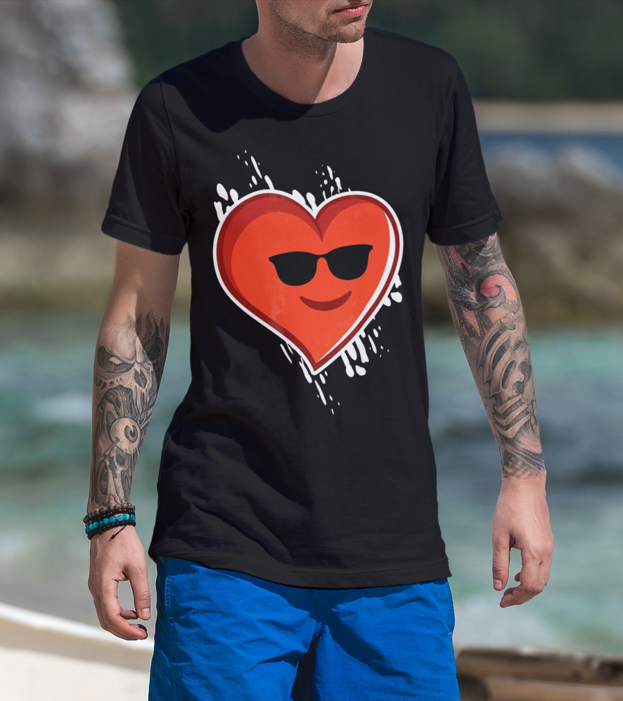 Heart Emoji Cool Shades Valentines T-Shirt