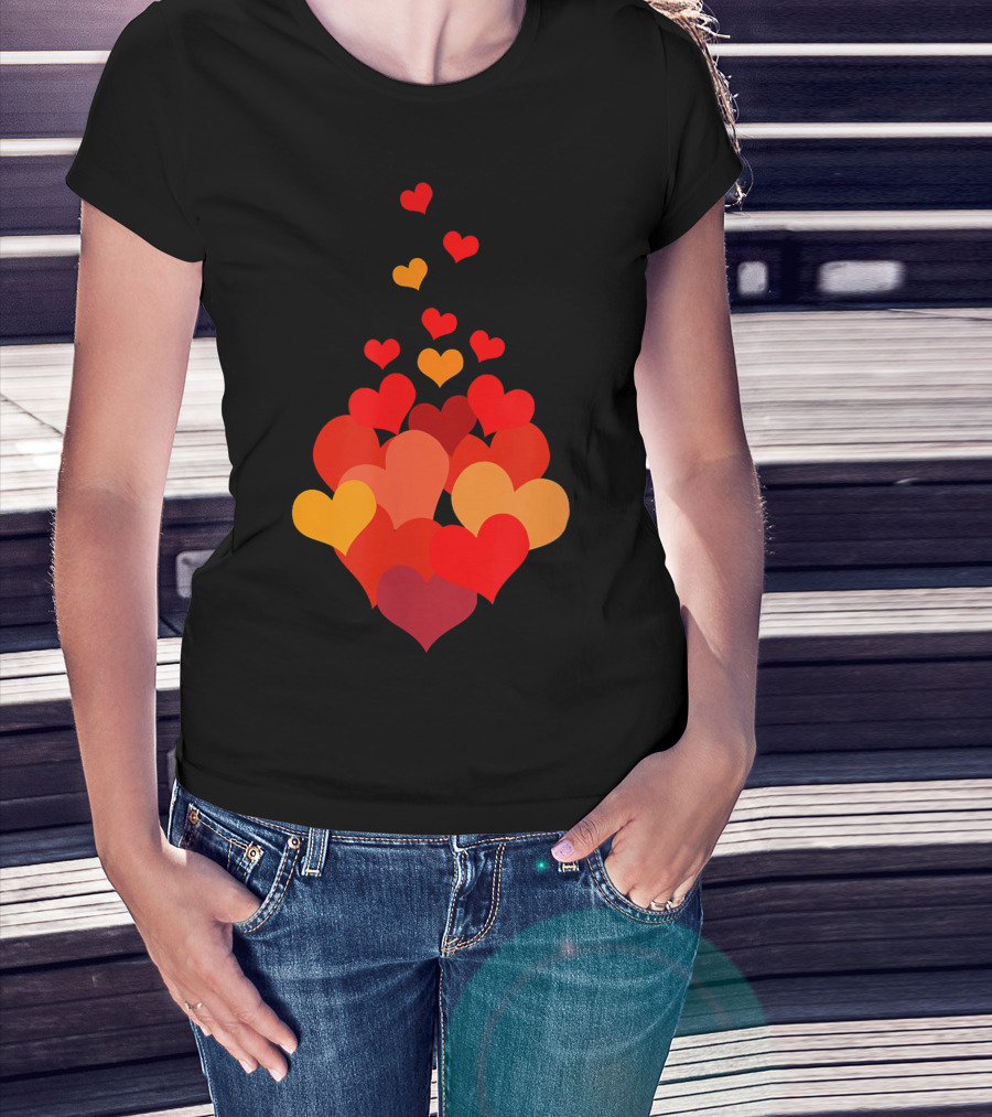 Heart Tie Red Orange Valentines Day T-Shirt