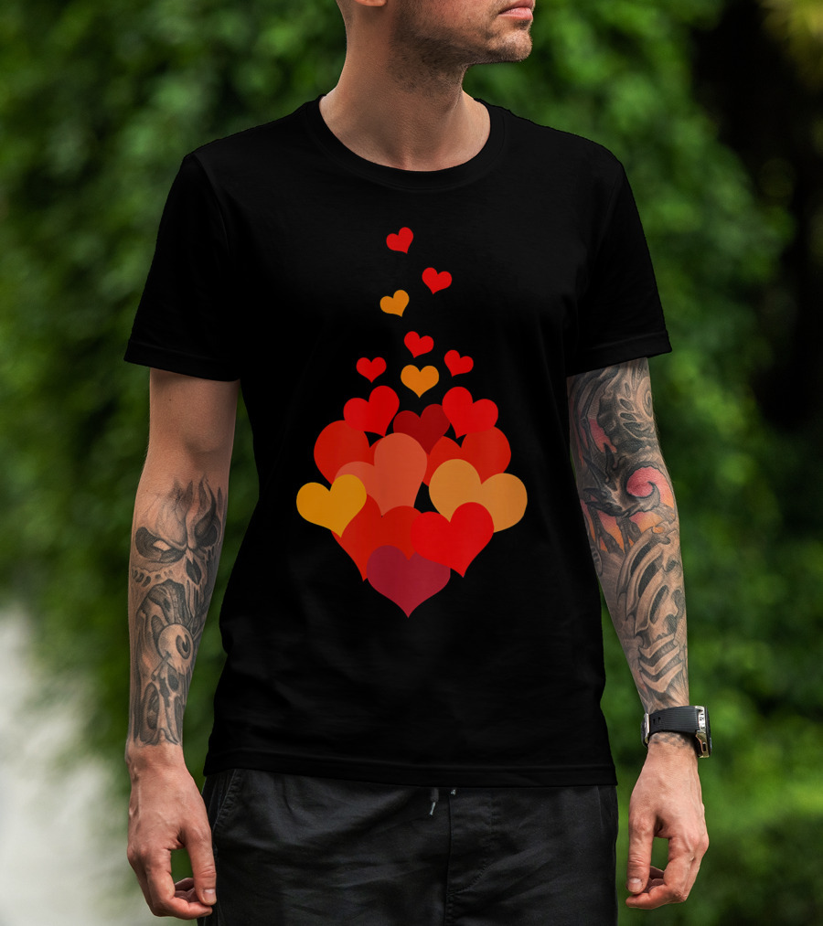 Heart Tie Red Orange Valentines Day T-Shirt