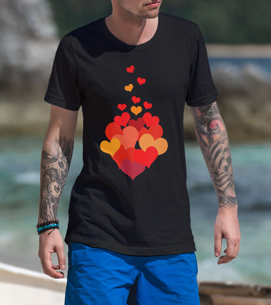 Heart Tie Red Orange Valentines Day T-Shirt