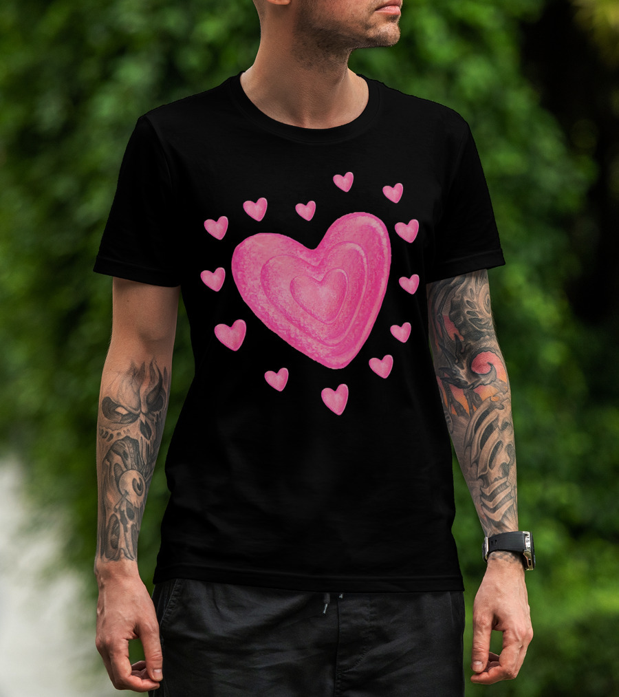 Hearts Valentines Kids School Pink Heart T-Shirt
