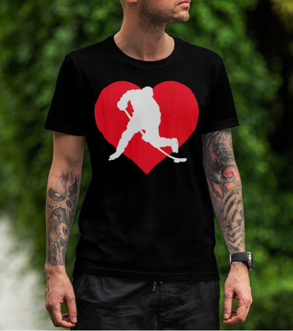 Valentine's Day Hockey Lover Heart T-Shirt
