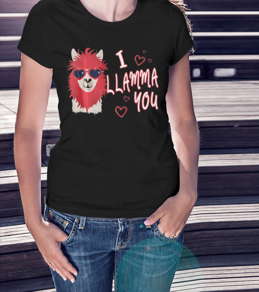 I Llamma You Heart Sunglasses Red Llama T-Shirt