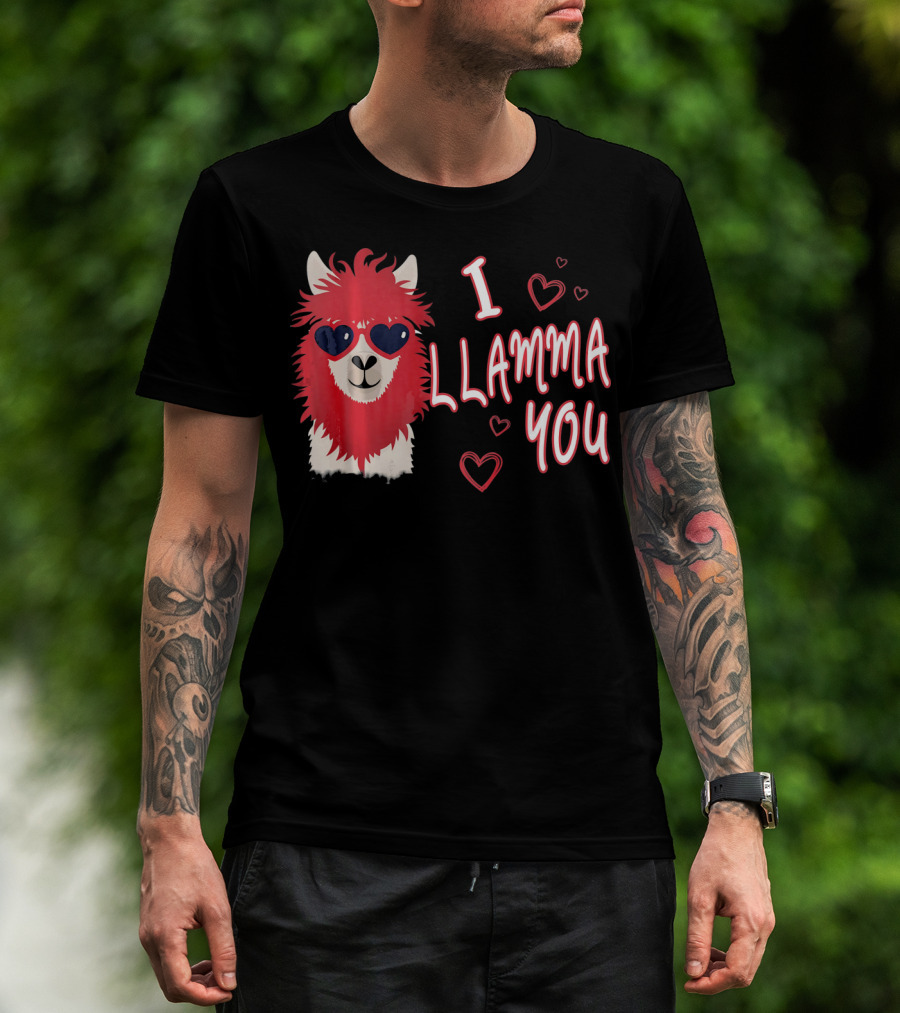 I Llamma You Heart Sunglasses Red Llama T-Shirt