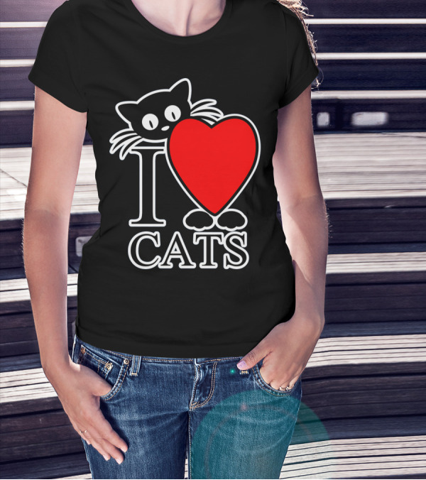 I Love Cats Valentines Day Cat Lover T-Shirt