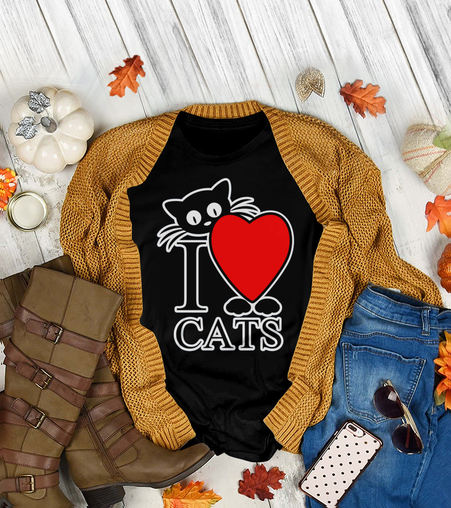 I Love Cats Valentines Day Cat Lover T-Shirt