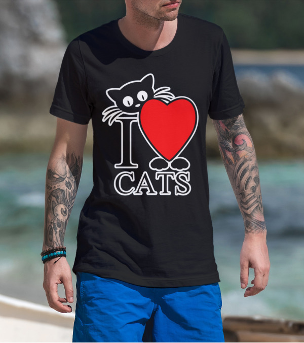 I Love Cats Valentines Day Cat Lover T-Shirt