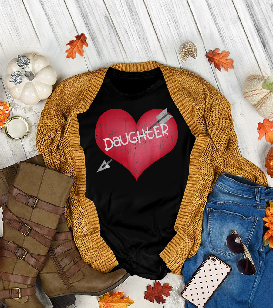 I LOVE MY DAUGHTER Valentine's Day Heart Arrow T-Shirt