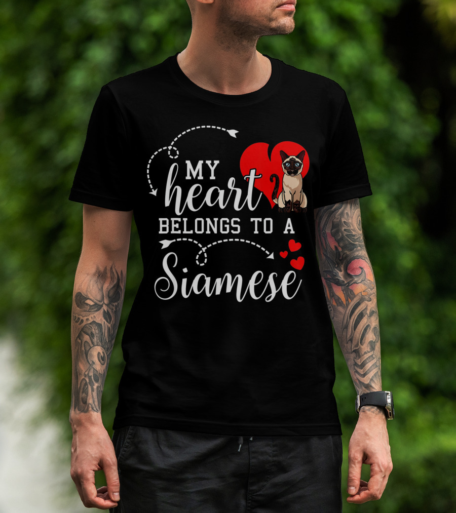 My Heart Belongs To A Siamese Cat Lover Mom With Cute Funny T-Shirt