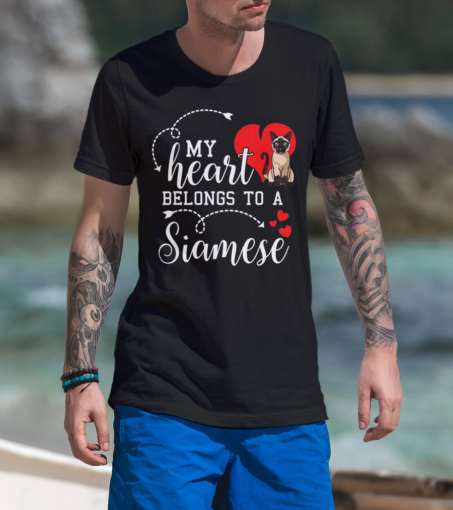 My Heart Belongs To A Siamese Cat Lover Mom With Cute Funny T-Shirt