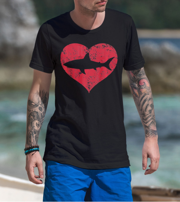 I Love Sharks Cute Shark Heart T-Shirt
