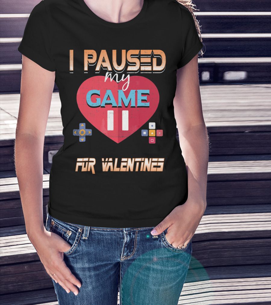 I Paused My Game For Valentines Heart And Controller Buttons T-Shirt