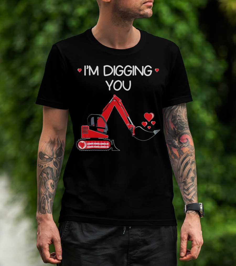 I'm Digging You Valentine Kids Tractor With Hearts T-Shirt