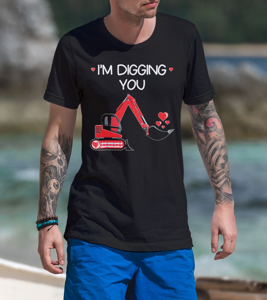 I'm Digging You Valentine Kids Tractor With Hearts T-Shirt