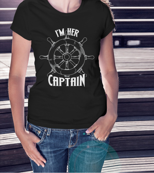 I'm Her Captain Cool Men Love Valen Ship Wheel Steering Nautical T-Shirt