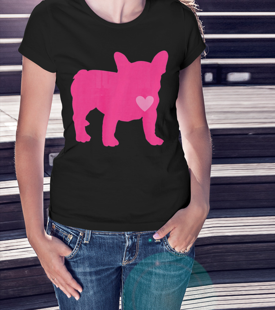 Ition Frenchie Pink Heart Valentine T-Shirt