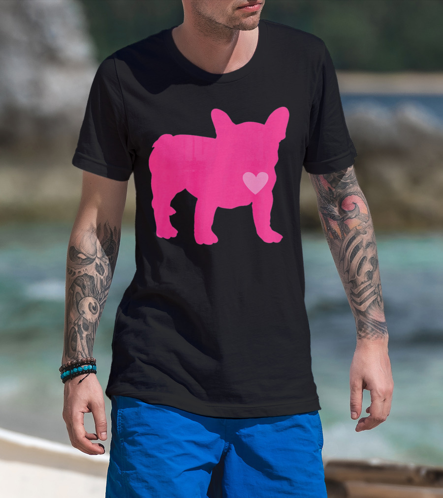 Ition Frenchie Pink Heart Valentine T-Shirt