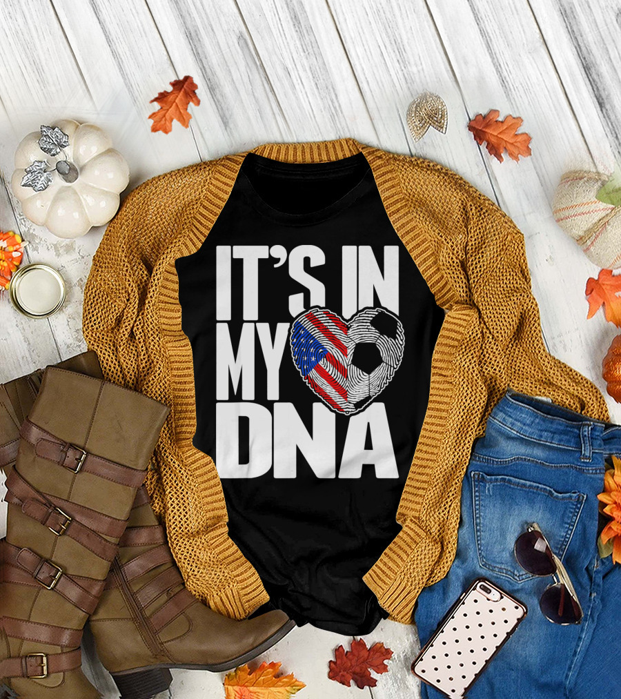 It's In My DNA Fingerprints Soccer Heart Flag T-Shirt
