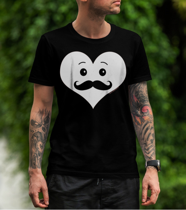 Kids Cute Smiley Heart Mustache Valentine T-Shirt