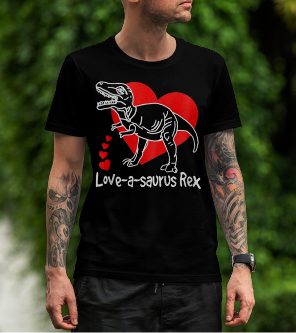 Love-a-saurus Rex Dinosaur With Red Hearts T-Shirt