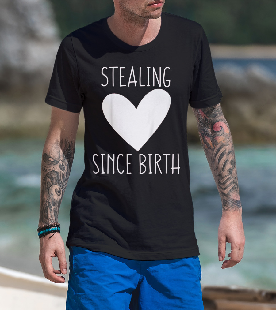 Stealing Hearts Since Birth Kids Funny Valentines Day T-Shirt
