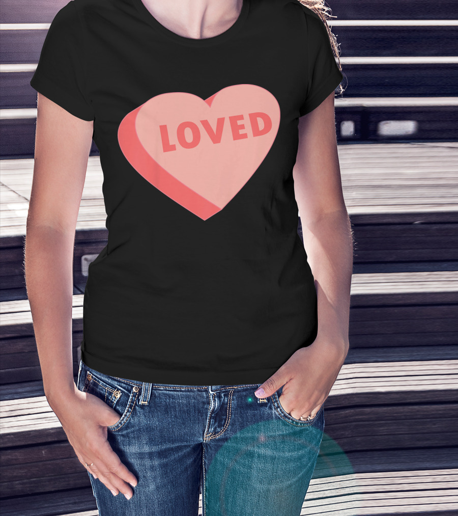 Kids Valentines Day Candy Heart Loved T-Shirt