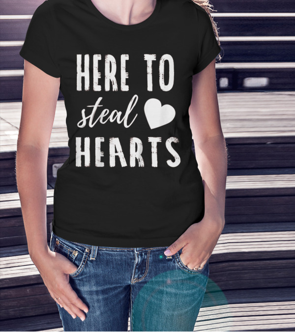 Here To Steal Hearts Kids Valentines Day T-Shirt