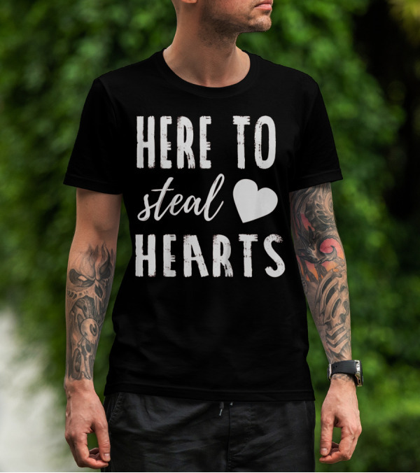 Here To Steal Hearts Kids Valentines Day T-Shirt