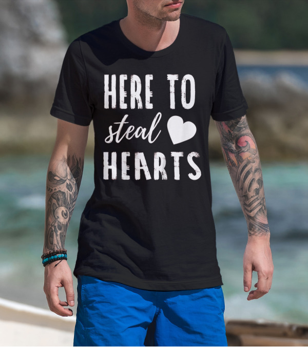 Here To Steal Hearts Kids Valentines Day T-Shirt