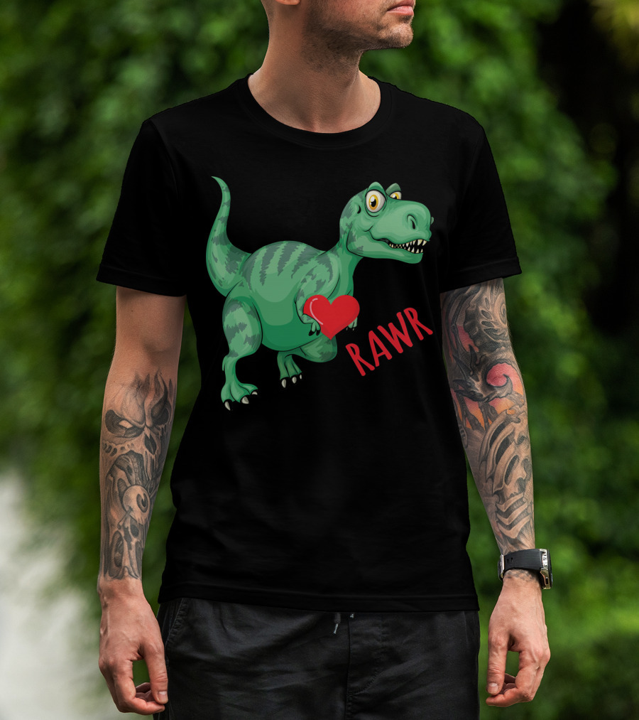 Kids Valentines Day Toddler Dinosaur Holding Heart Rawr T-Shirt
