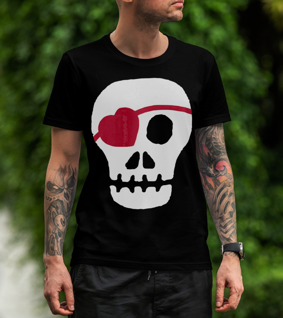 Kids Valentines Day Skull With Heart Eyepatch T-Shirt