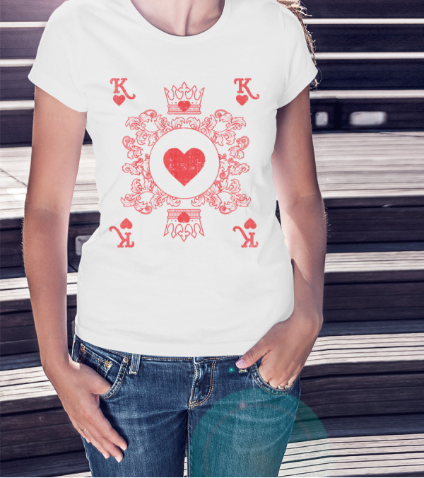 King Of Hearts Vintage Valentine Playing Card T-Shirt