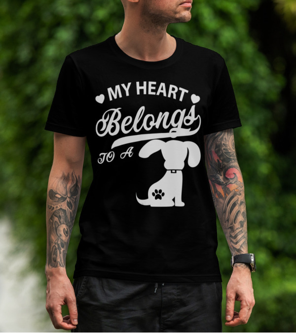 MY HEART BELONGS TO A DOG WITH PAW PRINT AND HEARTS T-Shirt
