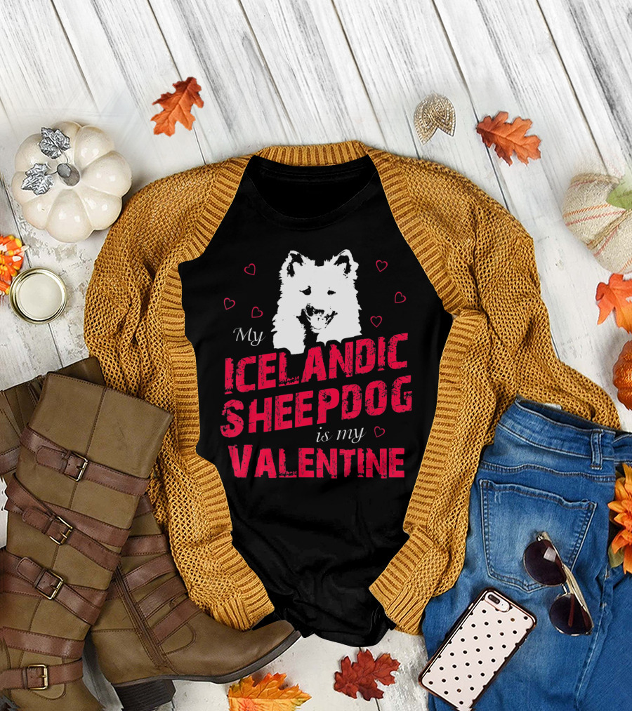 My Icelandic Sheepdog Is My Valentine with Heart T-Shirt