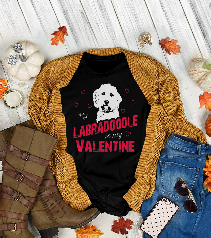 My Labradoodle Is My Valentine with Hearts and Dog T-Shirt
