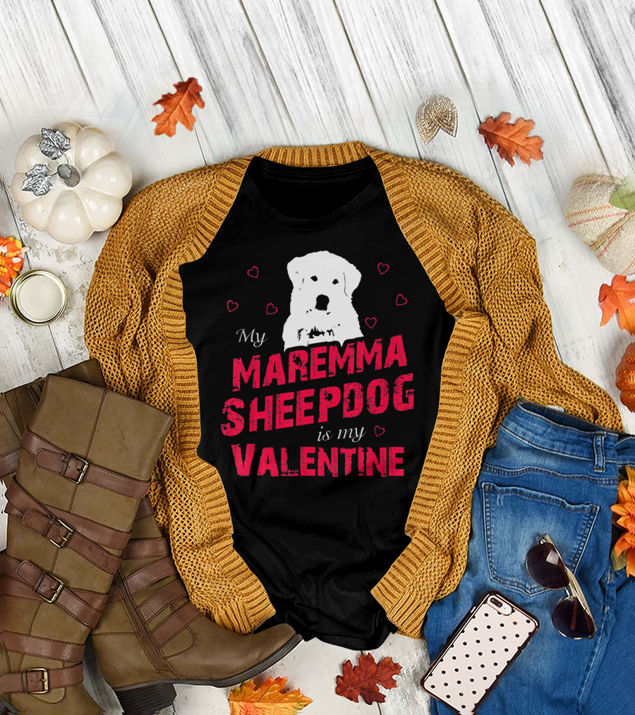 Maremma Sheepdog Valentine Love with Heart Accents T-Shirt