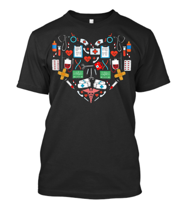 Nurse Heart Valentine's Day Medical Symbols T-Shirt