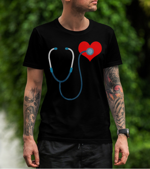 Nurse Valentine's Day Heart Stethoscope T-Shirt