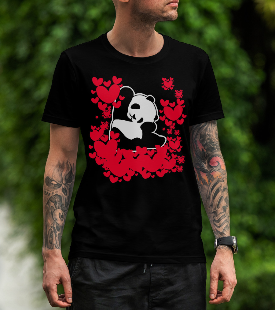 Panda Love Valentines Day Cute Heart Panda Valentines Day T-Shirt