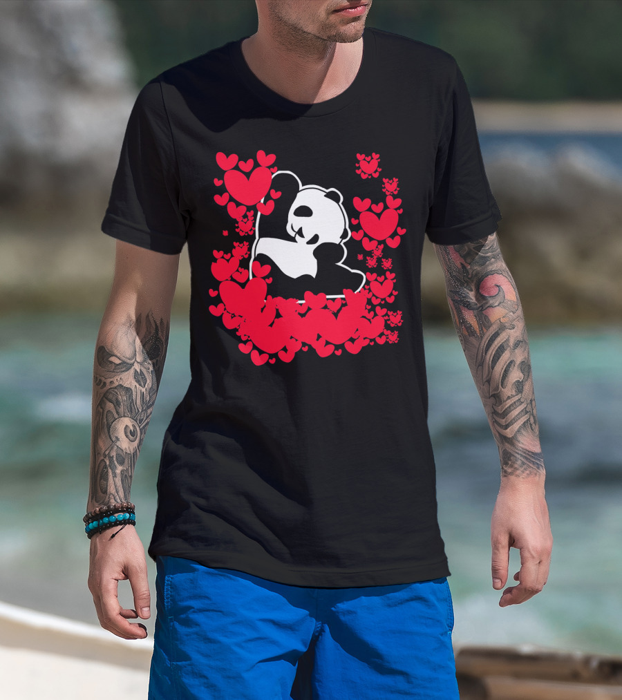Panda Love Valentines Day Cute Heart Panda Valentines Day T-Shirt
