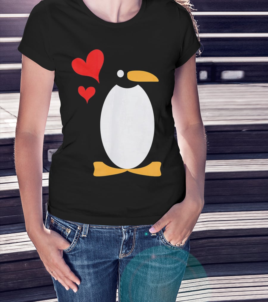 Penguin With Red Hearts T-Shirt