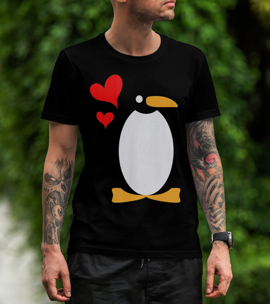 Penguin With Red Hearts T-Shirt