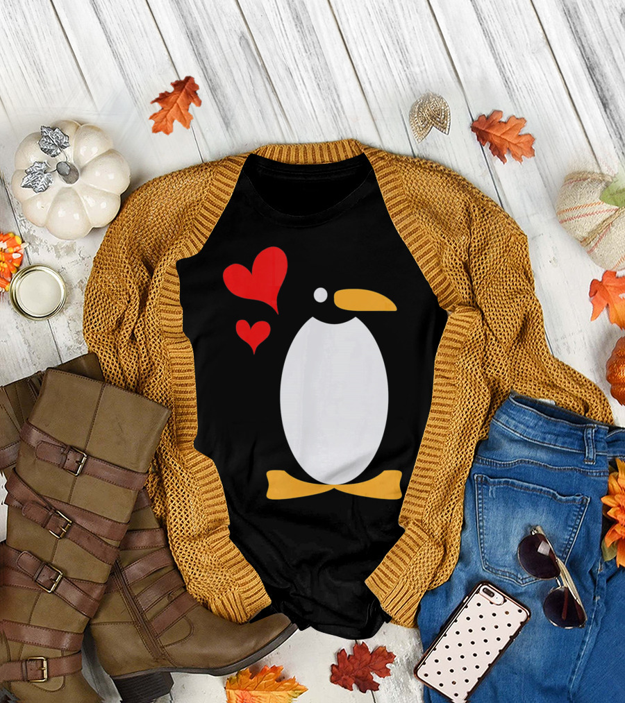 Penguin with Red Hearts T-Shirt