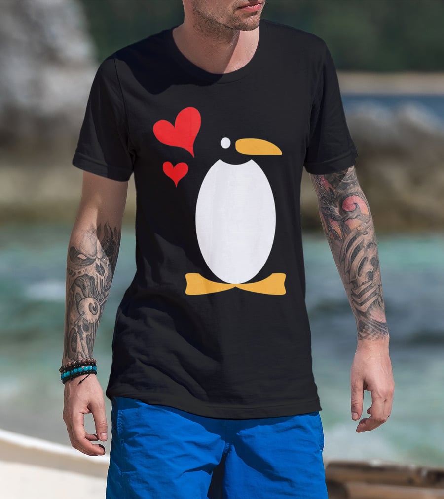 Penguin With Red Hearts T-Shirt
