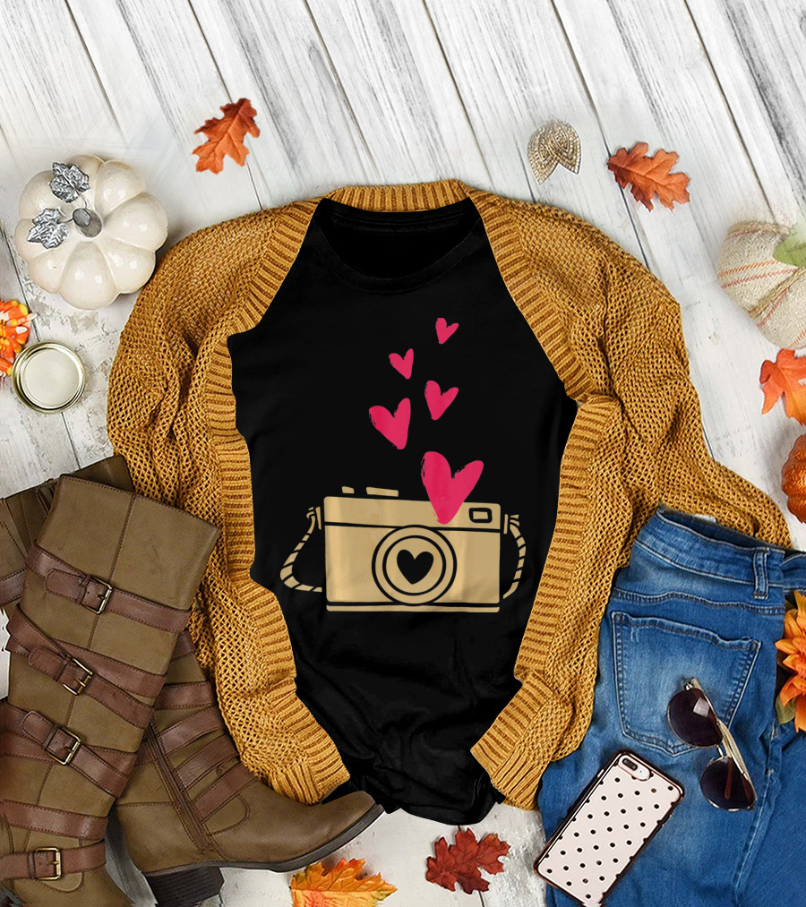 Love Camera Hearts Valentine's Day Photographers T-Shirt