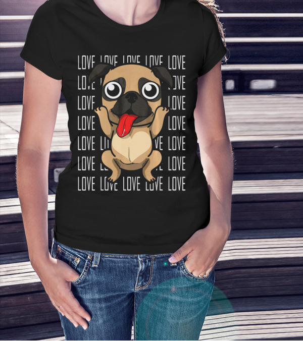 Love Pug Valentines Day Dog Lovers Pug T-Shirt